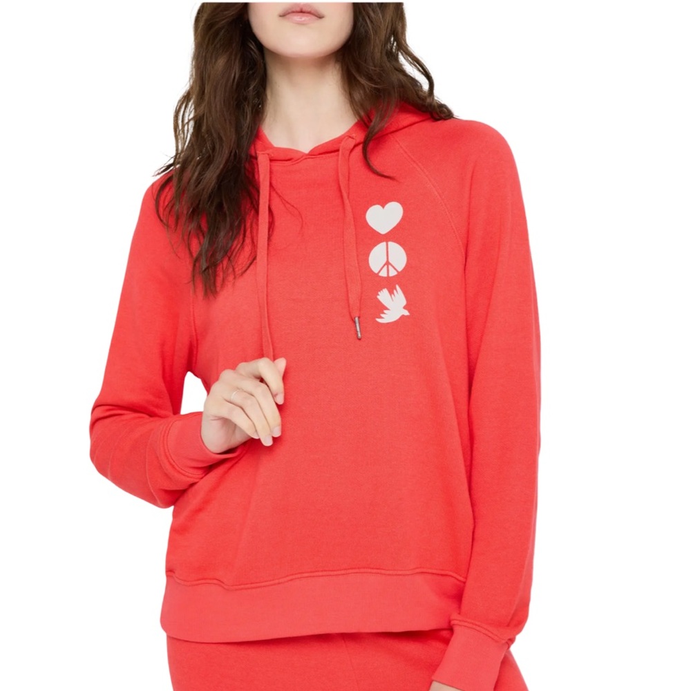 Spiritual Gangster Love Heart Harper Crop Hoodie - poppy